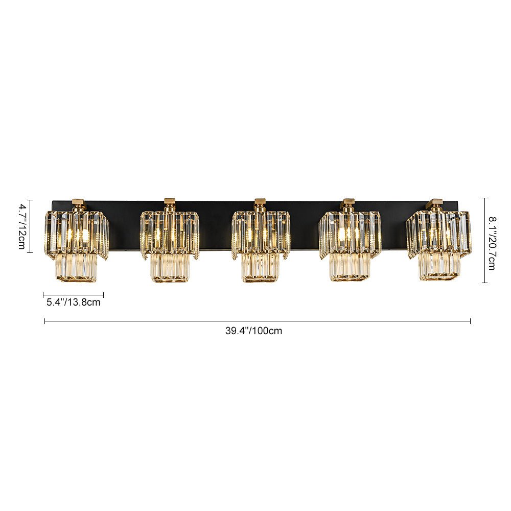 Luz de Pared de Baño Vintage en Cristal Cuadrado con Niveles