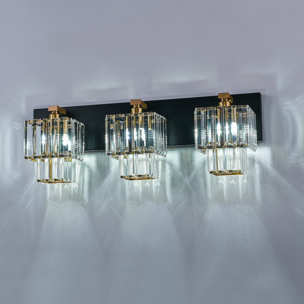 Luz de Pared de Baño Vintage en Cristal Cuadrado con Niveles