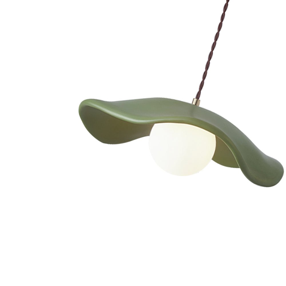 Luz colgante de resina en forma de sombrero Wabi Sabi de 1 luz