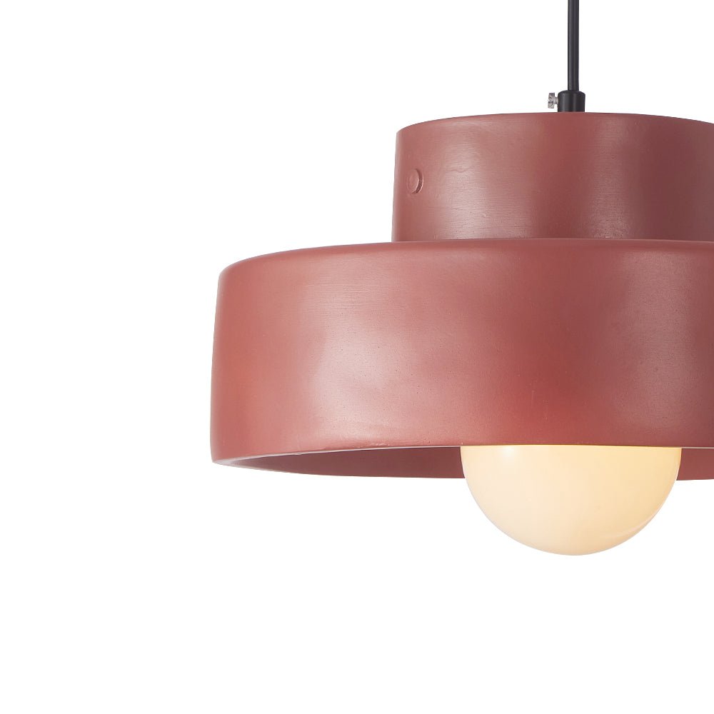 Lámpara Colgante Cilíndrica de Resina Wabi Sabi de 1 Luz para Comedor y Mesita de Noche