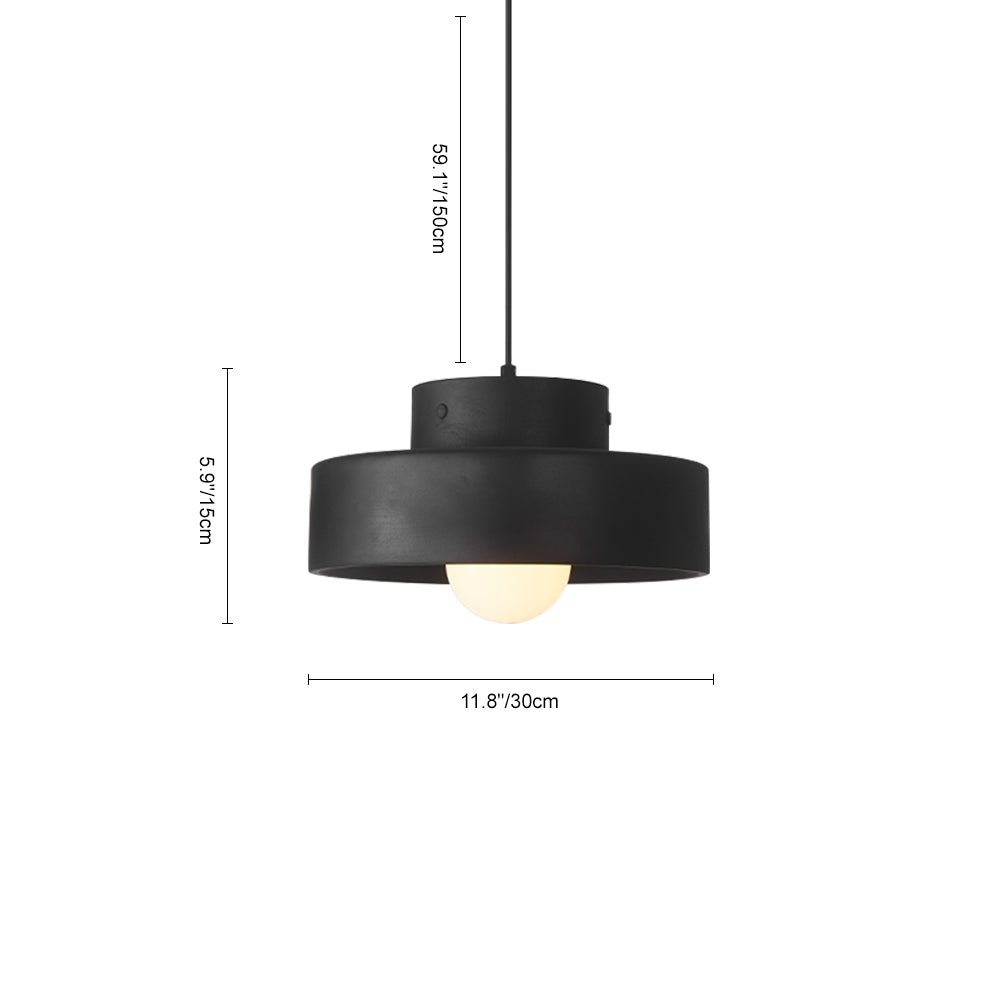 Lámpara Colgante Cilíndrica de Resina Wabi Sabi de 1 Luz para Comedor y Mesita de Noche