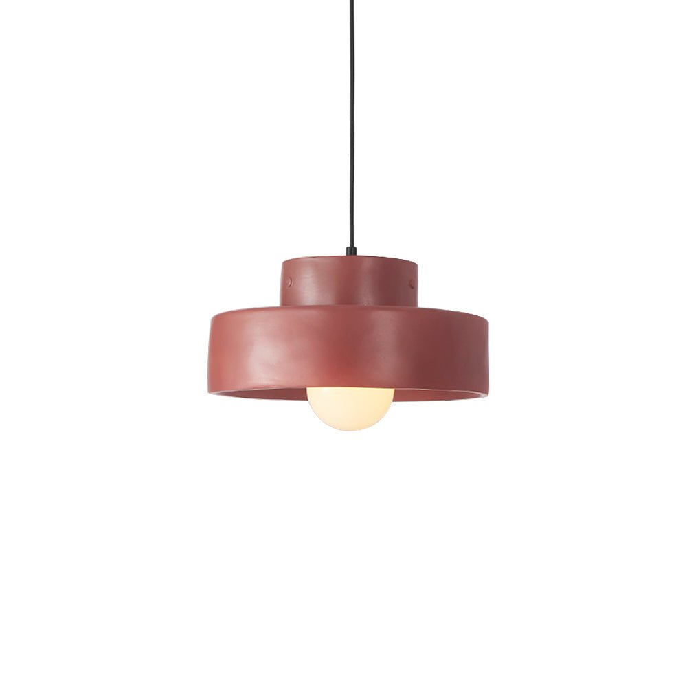 Lámpara Colgante Cilíndrica de Resina Wabi Sabi de 1 Luz para Comedor y Mesita de Noche