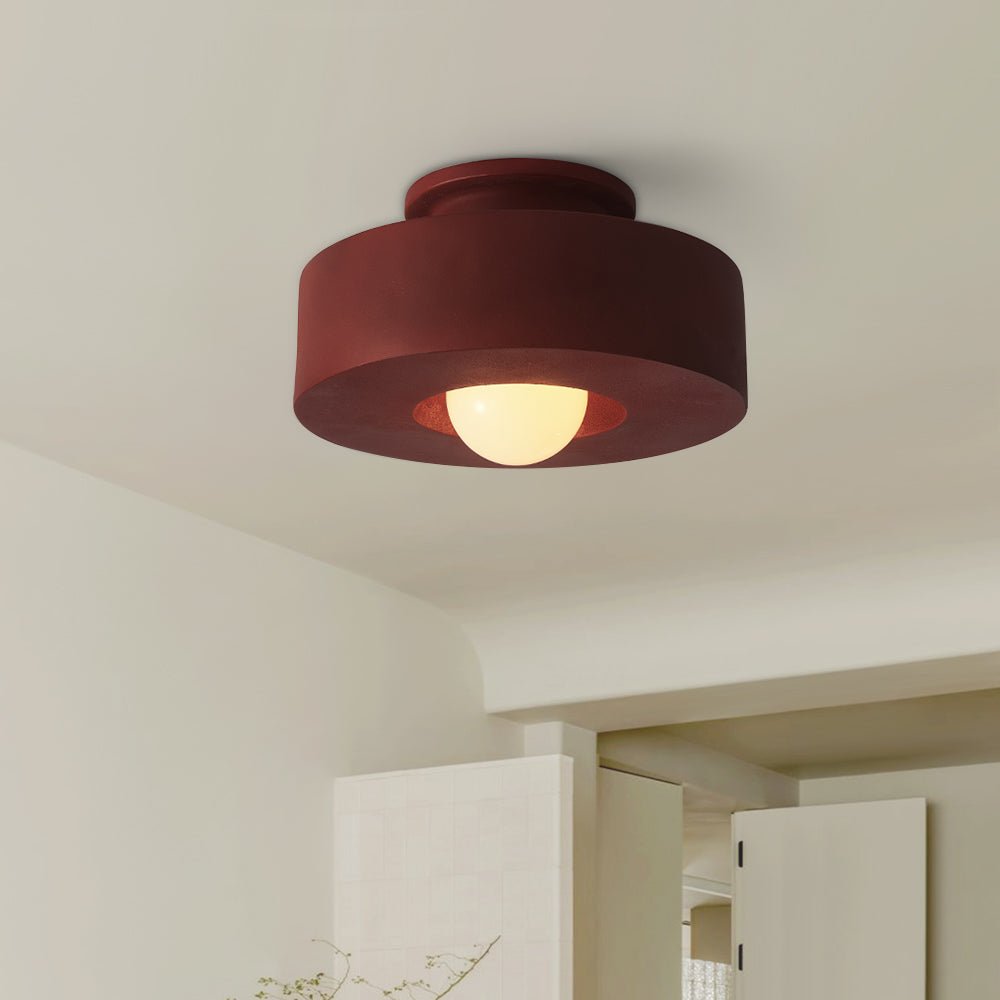 Wabi Sabi Lámpara de Techo Cilíndrica de Resina de 1 Luz