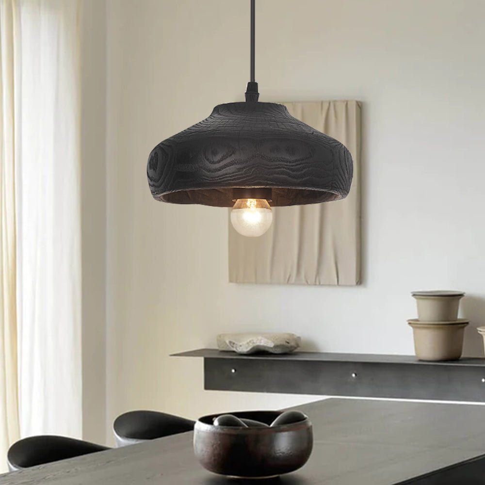 Lámpara Colgante de Resina con Grano de Madera Wabi Sabi de 1 Luz