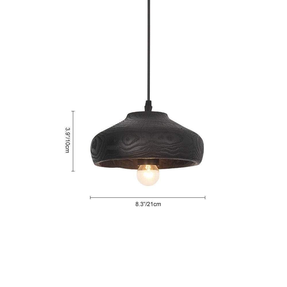 Lámpara Colgante de Resina con Grano de Madera Wabi Sabi de 1 Luz