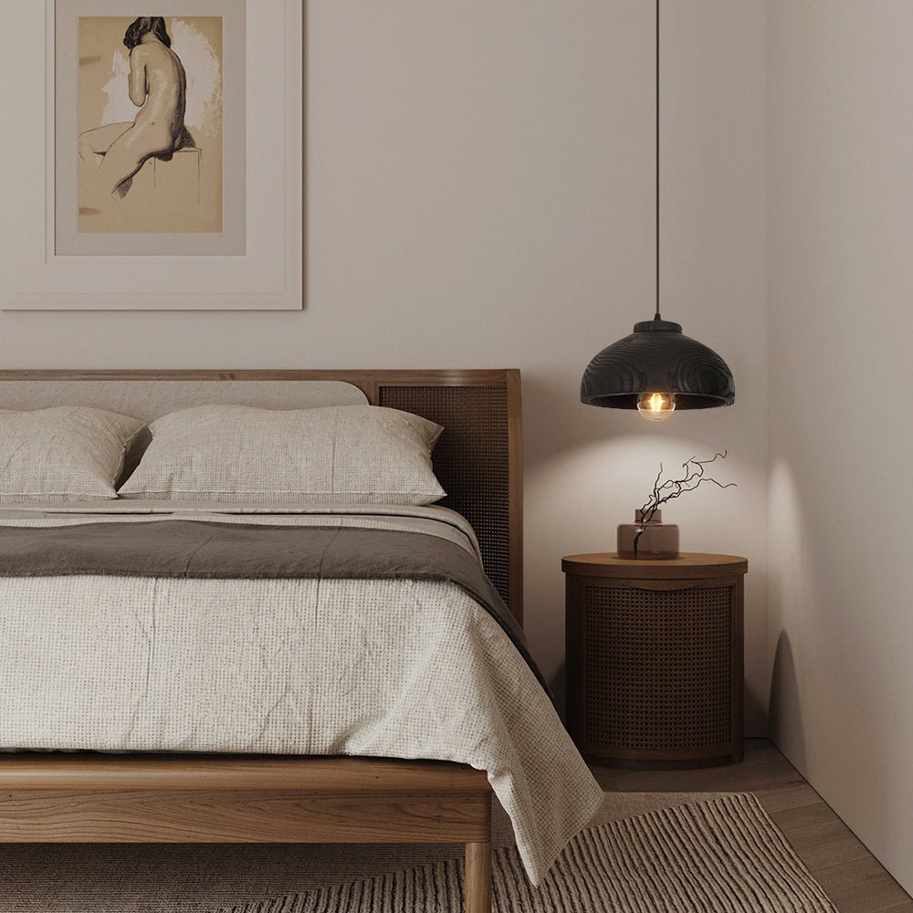 Lámpara Colgante de Resina con Grano de Madera Wabi Sabi de 1 Luz