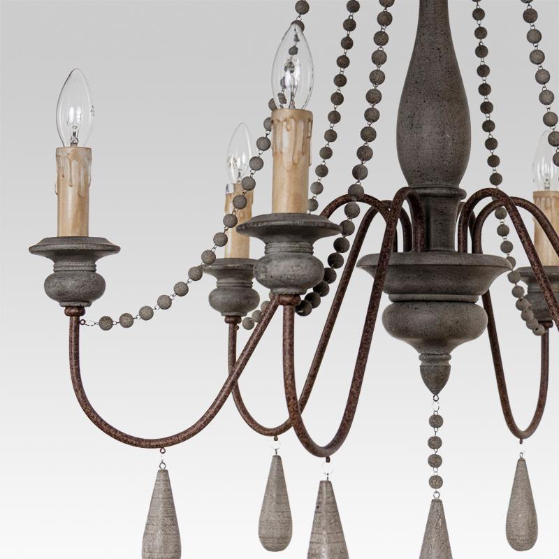 Candelabro de Velas de Madera con 6 Luces