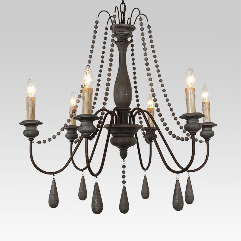 Candelabro de Velas de Madera con 6 Luces