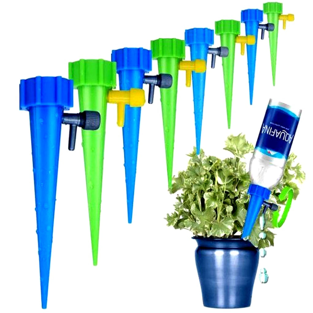 Puntas de riego automáticas para plantas (paquete de 12) – Ayuda de riego ajustable para el jardín