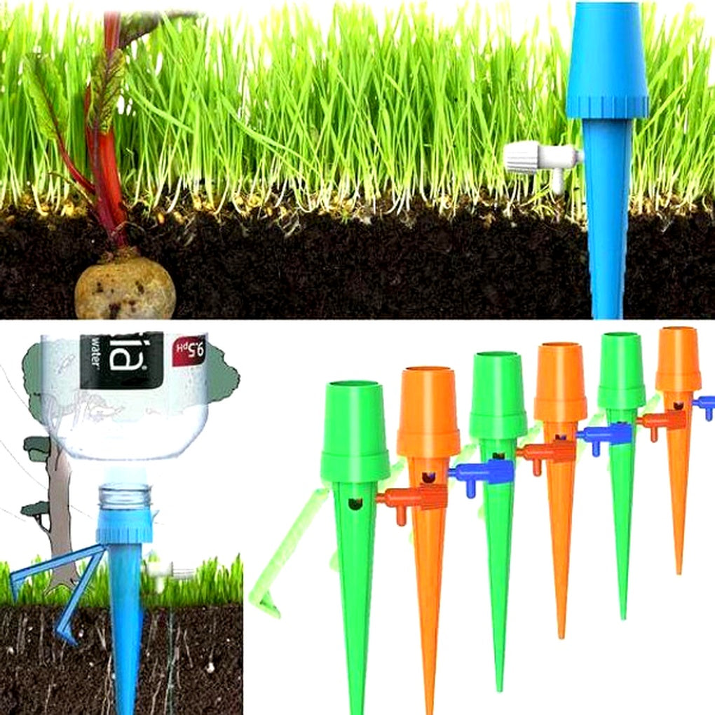 Puntas de riego automáticas para plantas (paquete de 12) – Ayuda de riego ajustable para el jardín