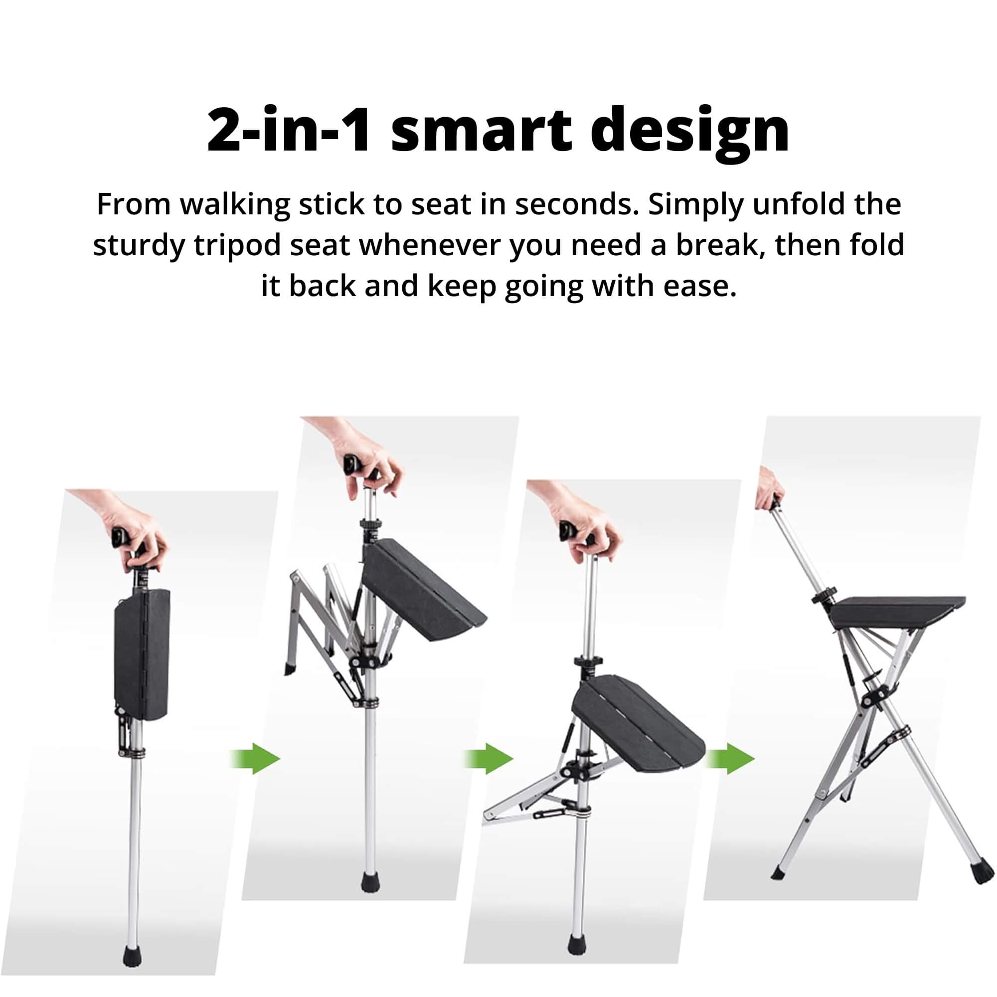 Bastón Plegable con Asiento - Soporte de Movilidad Portátil