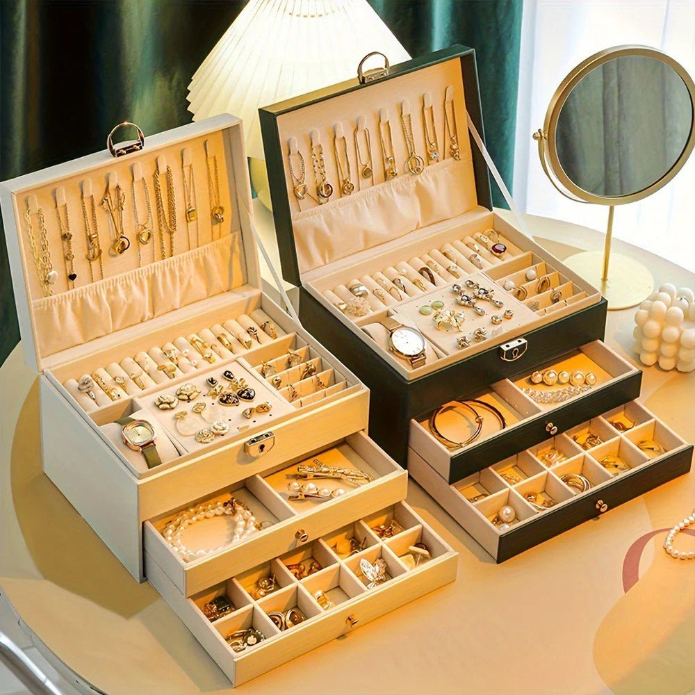 Organizador de Almacenamiento de Joyería de Cuero Premium