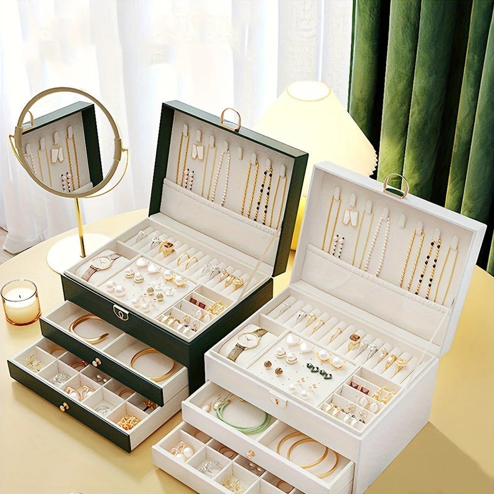 Organizador de Almacenamiento de Joyería de Cuero Premium