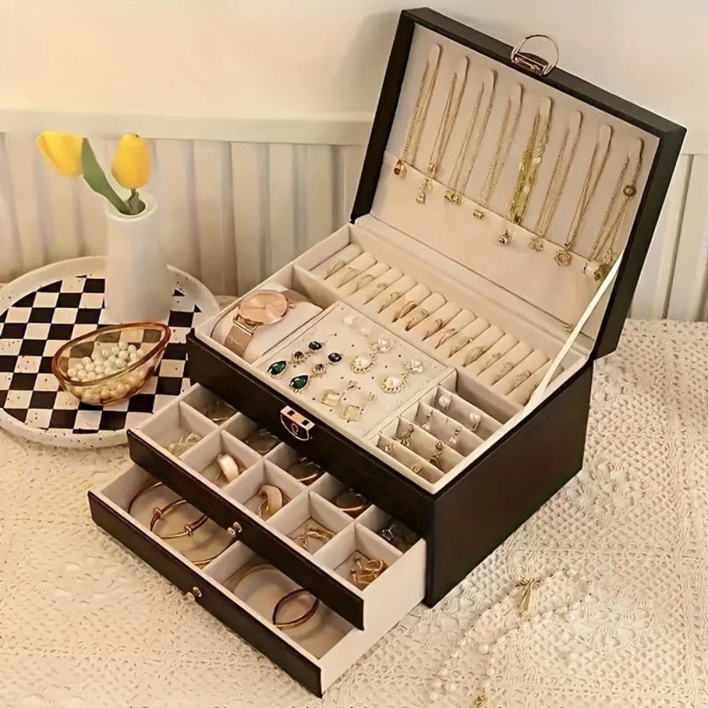Organizador de Almacenamiento de Joyería de Cuero Premium