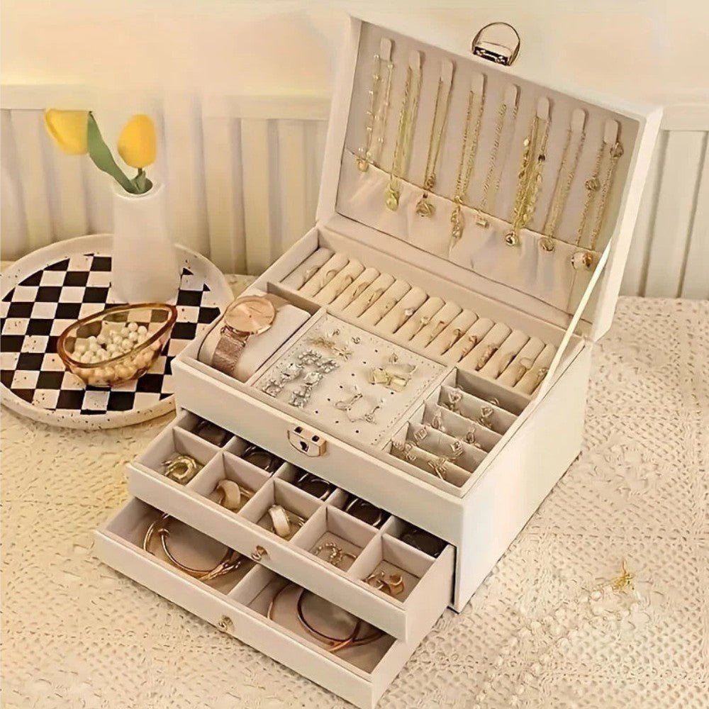 Organizador de Almacenamiento de Joyería de Cuero Premium