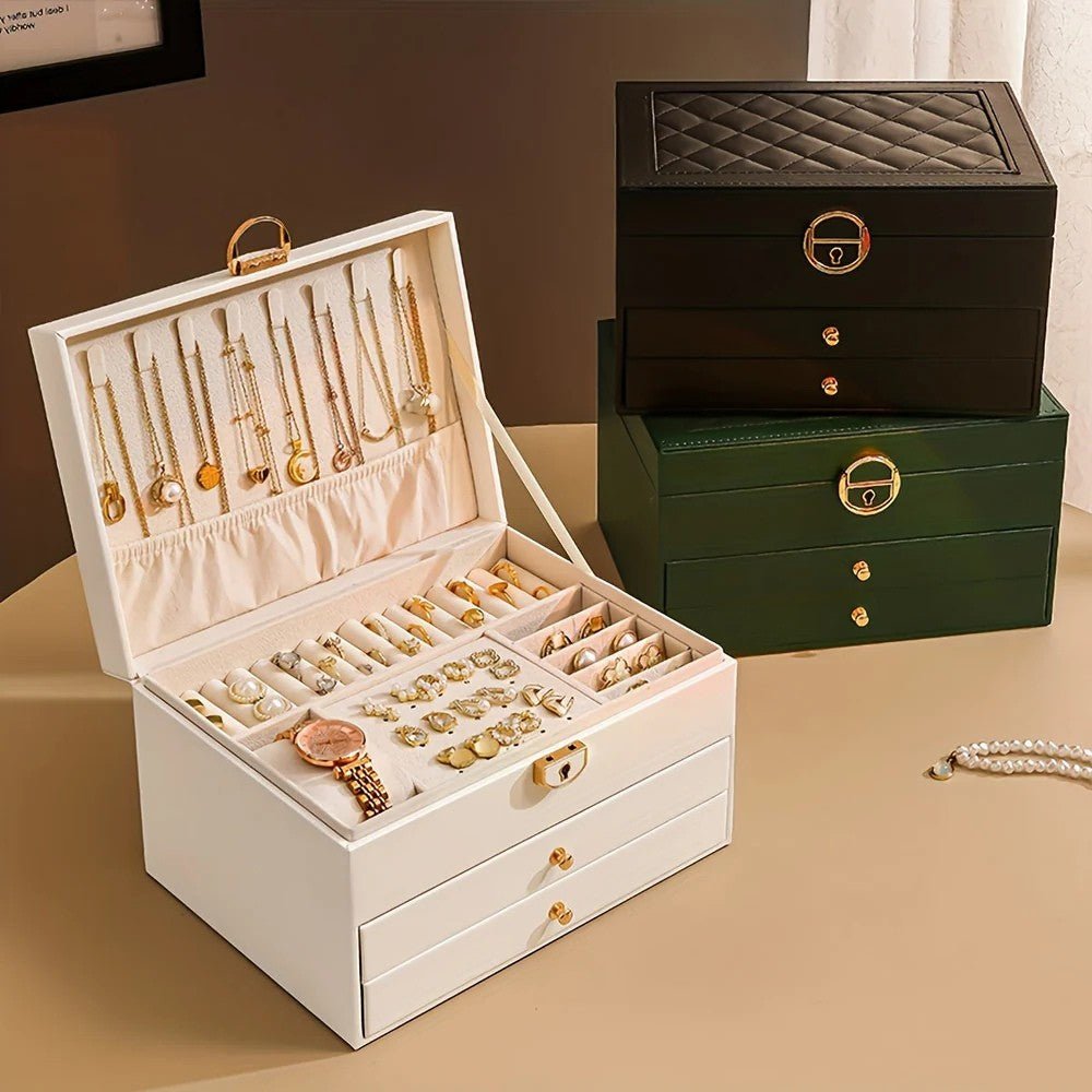 Organizador de Almacenamiento de Joyería de Cuero Premium