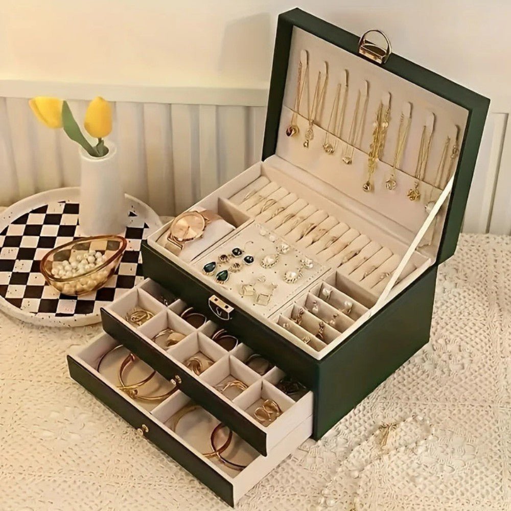 Organizador de Almacenamiento de Joyería de Cuero Premium