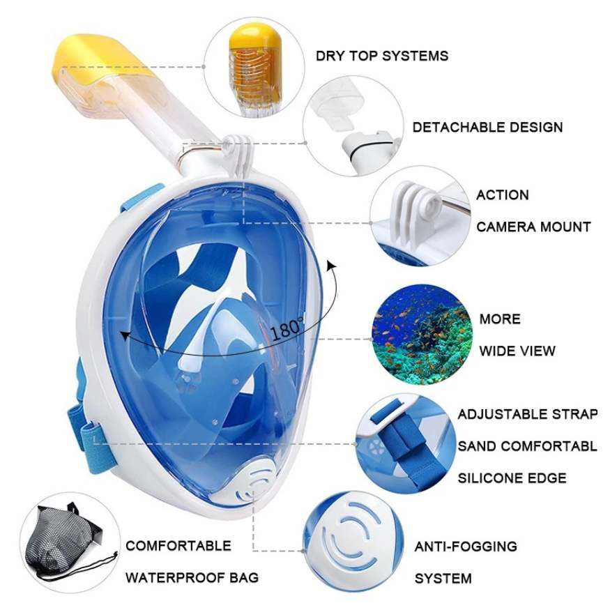 Máscara de Snorkel de Silicona de Grado Profesional para Hombres y Mujeres