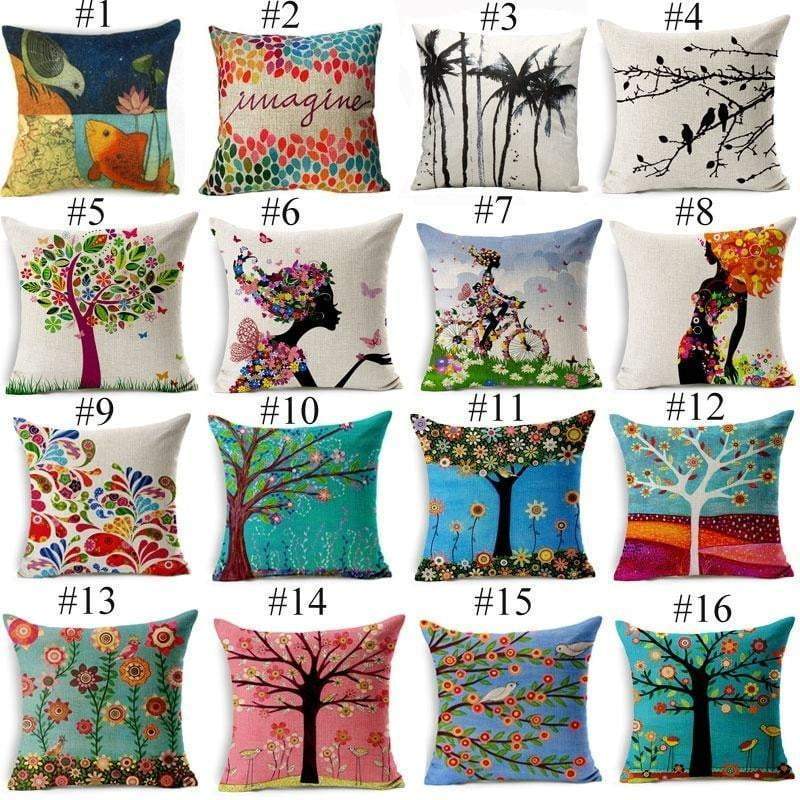 Kalsten | Funda de Cojín Decorativa de Pájaro del Árbol de la Vida Floral Animal