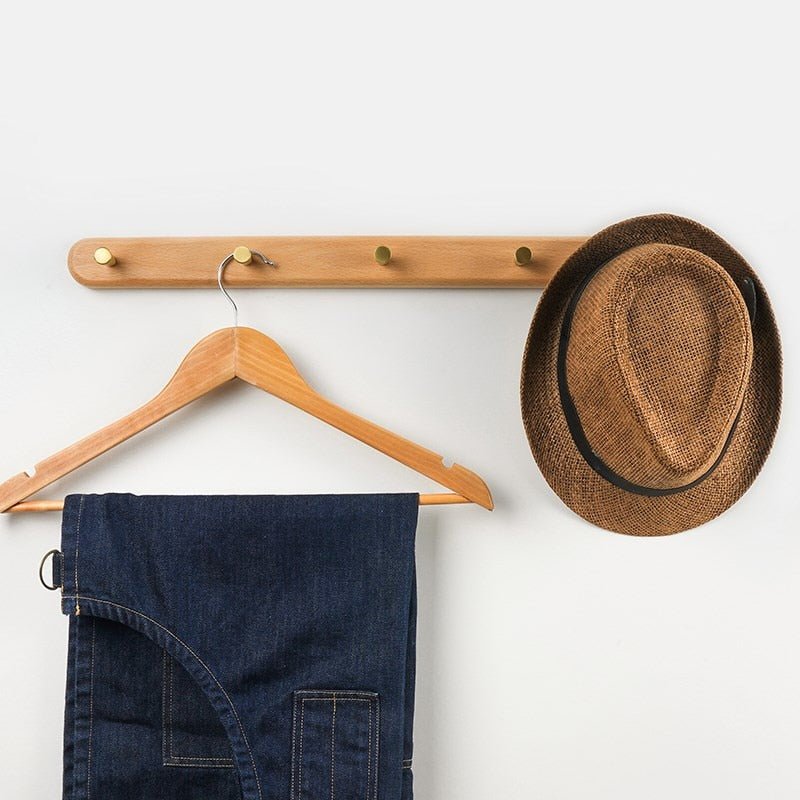 Lisslune | WandHout – Perchero de pared de madera minimalista con ganchos de latón