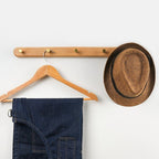 WandHout – Perchero de pared de madera minimalista con ganchos de latón