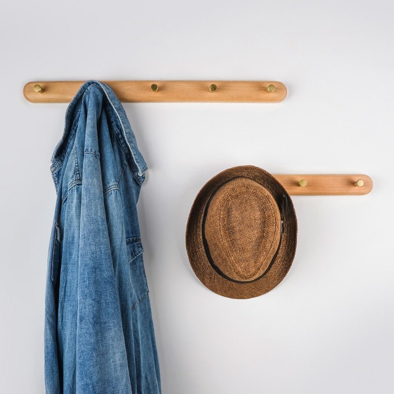 Lisslune | WandHout – Perchero de pared de madera minimalista con ganchos de latón
