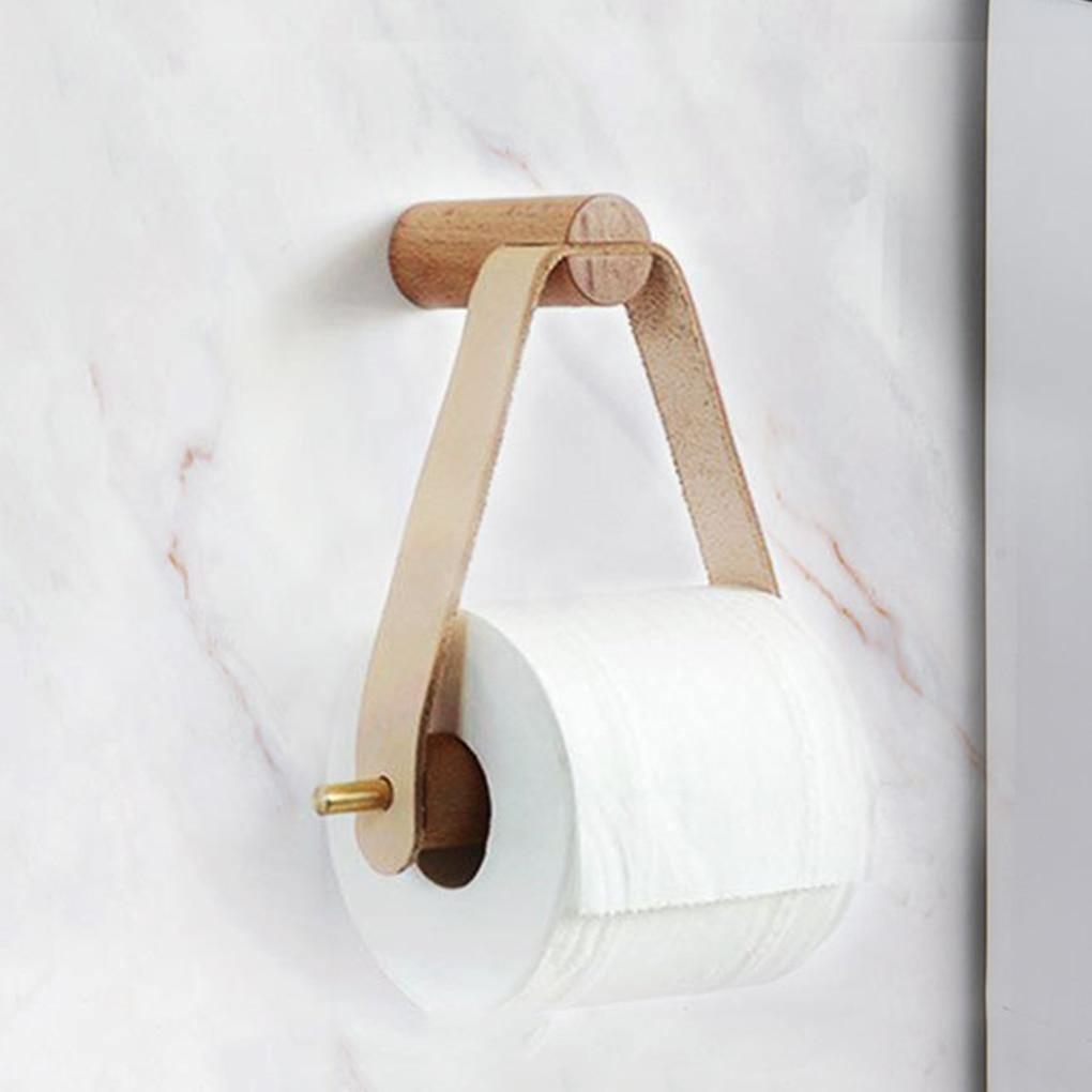Lisslune | Soporte de Papel Higiénico de Alta Calidad | Roble y Cuero Sintético | Diseño de Baño Minimalista