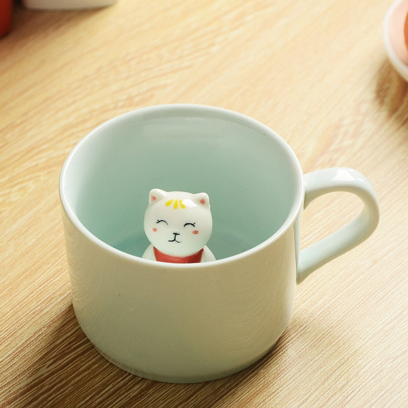 Tazas de Cerámica de Animales de Dibujos Animados Creativos en 3D