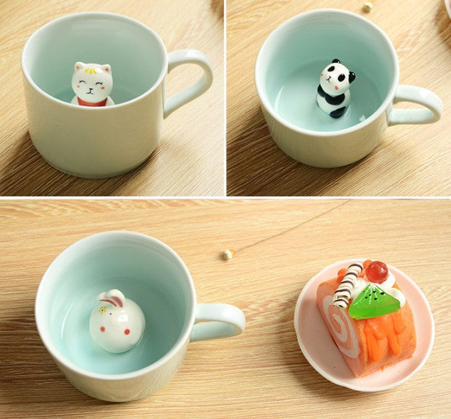 Tazas de Cerámica de Animales de Dibujos Animados Creativos en 3D