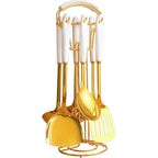 Utensilios de Cocina Dorados con Soporte