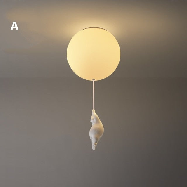 Lámpara de Techo Juguetona con Osos y Luces de Globo para la Habitación Infantil