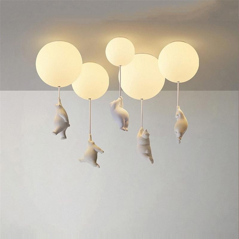 Lámpara de Techo Juguetona con Osos y Luces de Globo para la Habitación Infantil