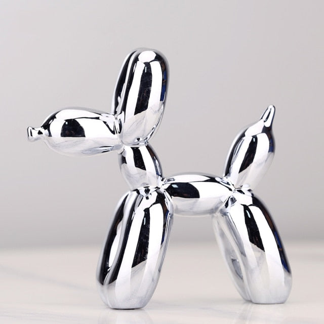 Carvallo – Escultura Moderna de Perro de Globo con Acabado Metálico