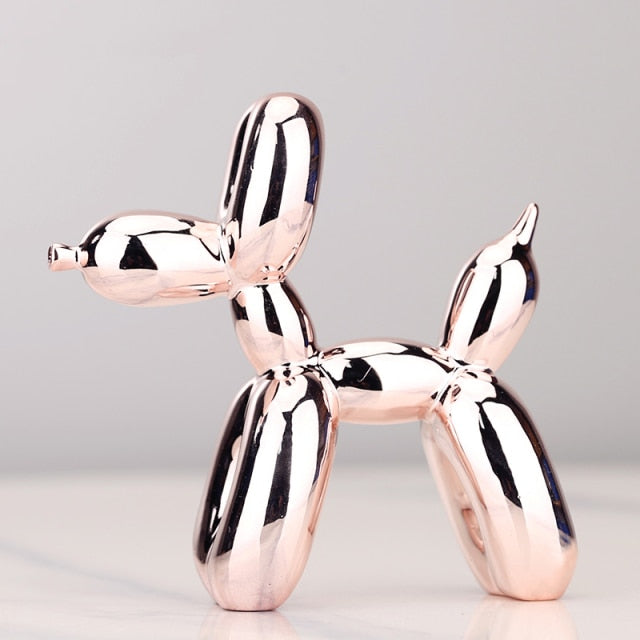 Carvallo – Escultura Moderna de Perro de Globo con Acabado Metálico