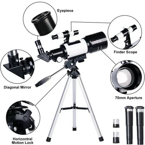 Telescopio Profesional con Trípode para Observación de Estrellas y la Luna