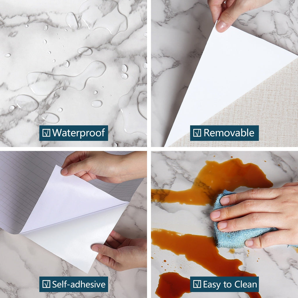 Papel Tapiz de Mármol de Vinilo Sólido de PVC Impermeable y Autoadhesivo