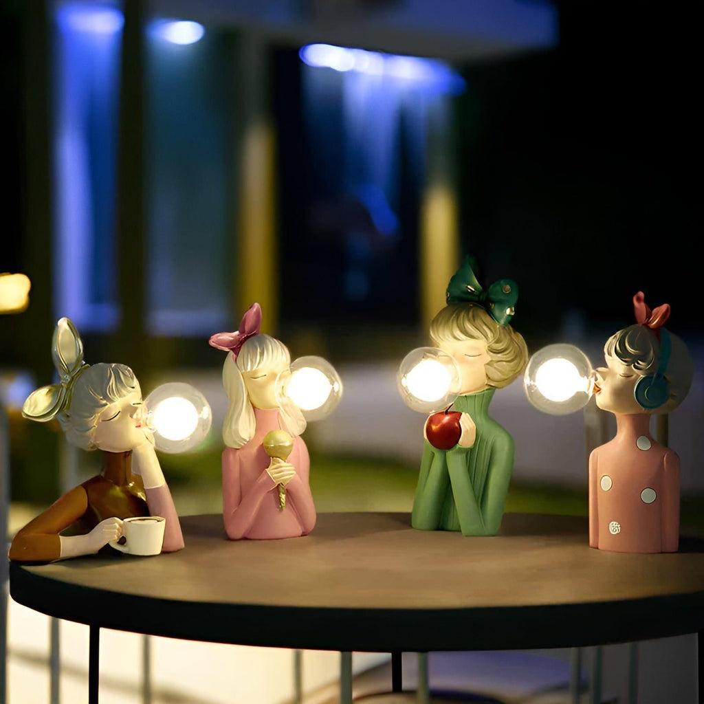 Luz nocturna con efecto burbuja – Adorno de niña burbuja USB lámpara de mesa para un hogar acogedor