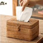 DECORATT – Soporte para caja de pañuelos de tejido de ratán con aspecto hecho a mano y estilo funcional