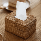 DECORATT – Soporte para caja de pañuelos de tejido de ratán con aspecto hecho a mano y estilo funcional
