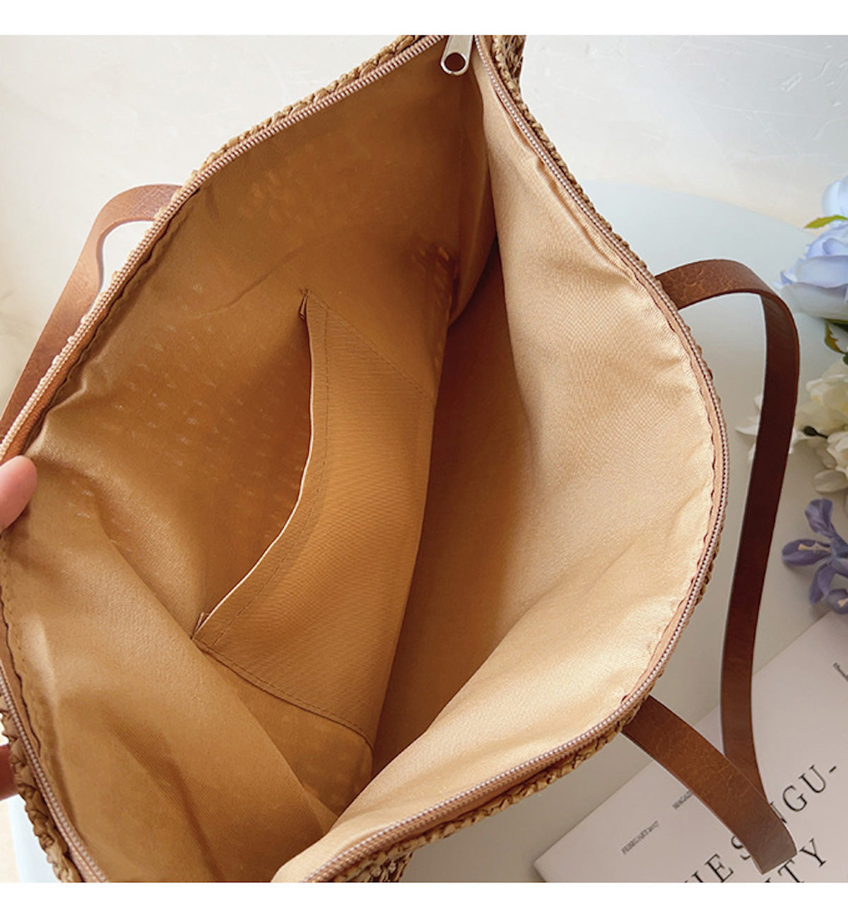 BowLift | Bolsa de Mimbre Tejida con Correas de Cuero - Tote SummerBreeze