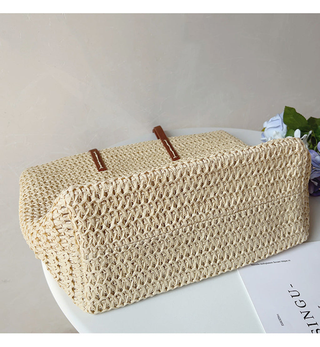 BowLift | Bolsa de Mimbre Tejida con Correas de Cuero - Tote SummerBreeze