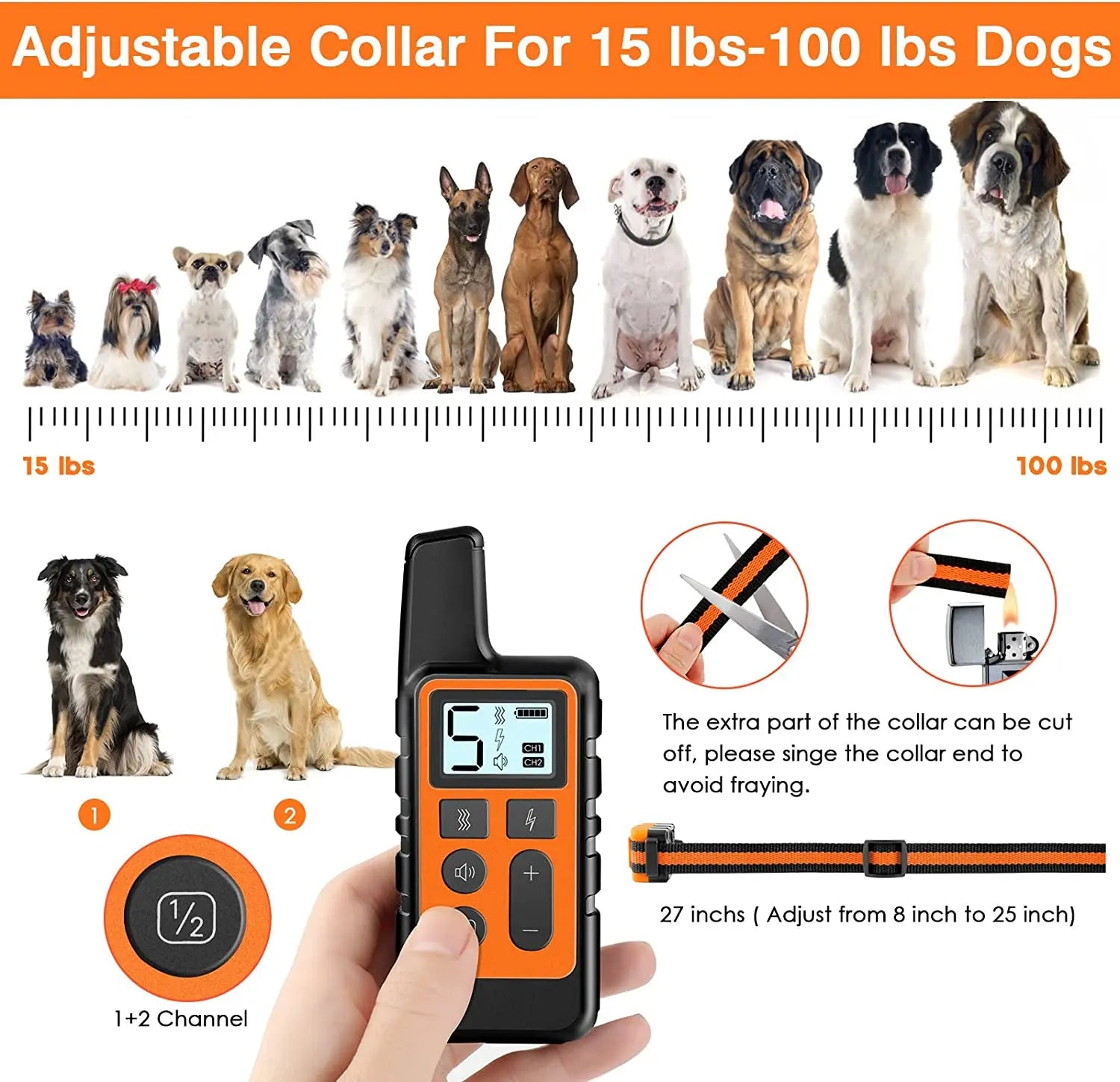 Collar de Entrenamiento para Perros con Control Remoto Ajustable de 5 Niveles