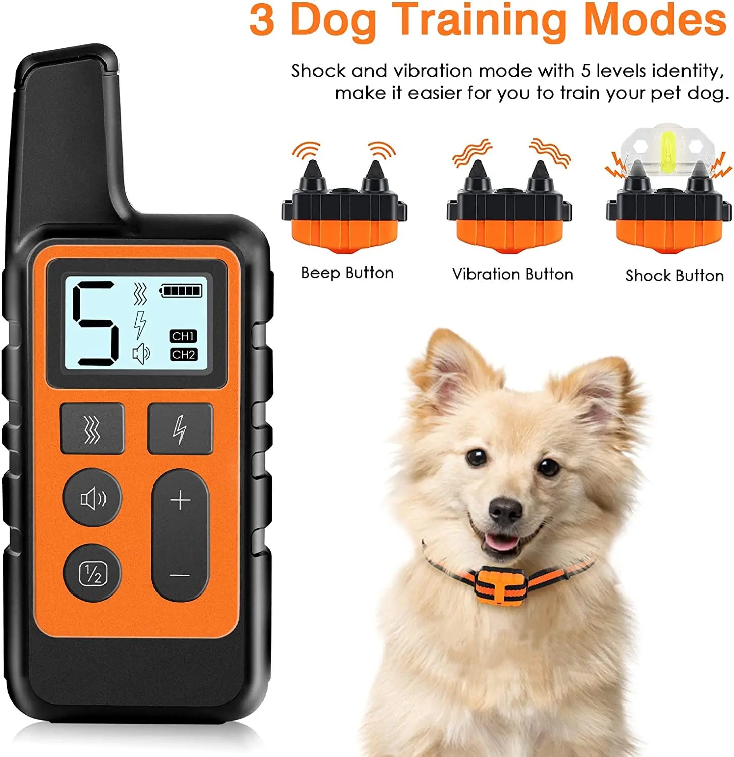 Collar de Entrenamiento para Perros con Control Remoto Ajustable de 5 Niveles