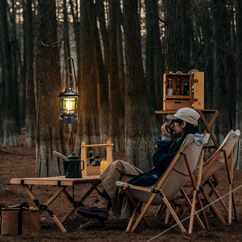 Lámpara de Camping Retro Portátil - LED con Carga USB