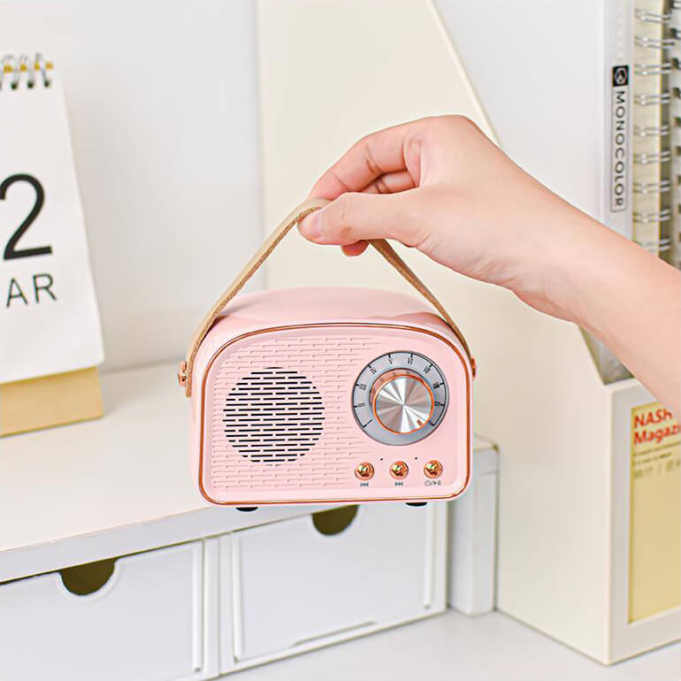 BowLift | Altavoz Bluetooth Retro Redondo | Inalámbrico | Portátil | Sonido Estiloso para el Hogar y en Movimiento