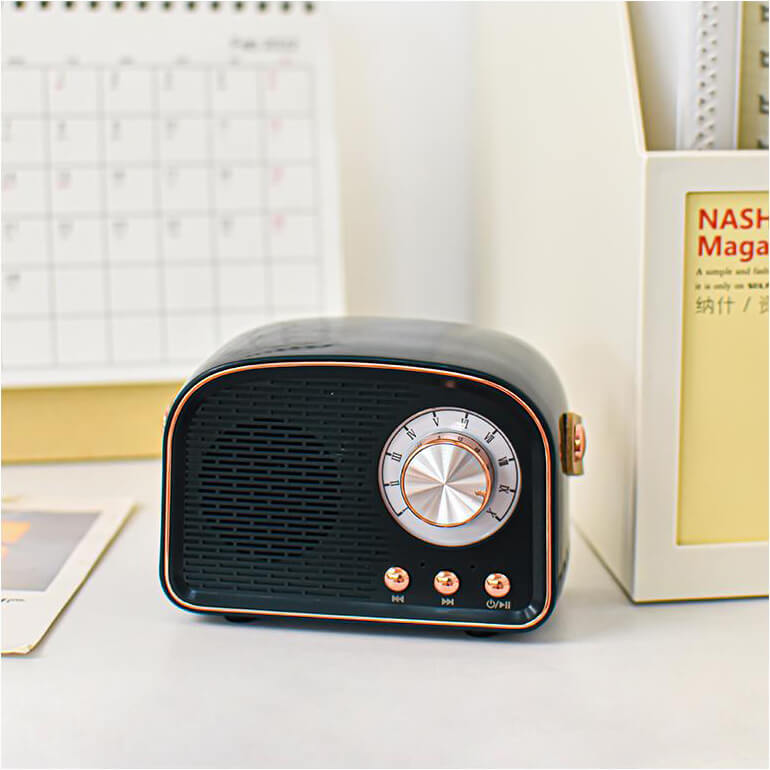 BowLift | Altavoz Bluetooth Retro Redondo | Inalámbrico | Portátil | Sonido Estiloso para el Hogar y en Movimiento