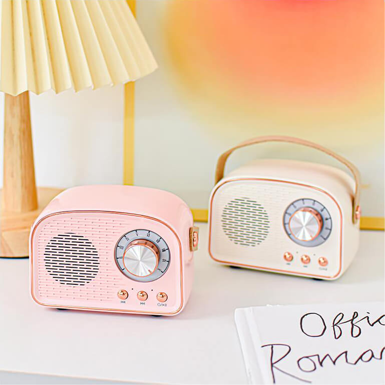BowLift | Altavoz Bluetooth Retro Redondo | Inalámbrico | Portátil | Sonido Estiloso para el Hogar y en Movimiento