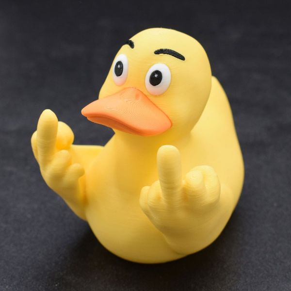 Figura de pato con el dedo medio en resina, decoraciones divertidas