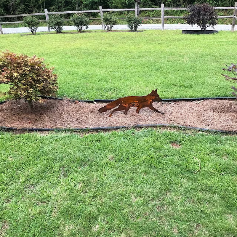 Zorro de Metal Rústico para Decoración de Jardín