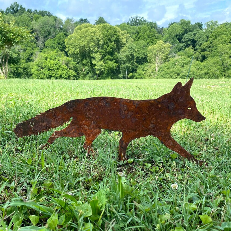 Zorro de Metal Rústico para Decoración de Jardín